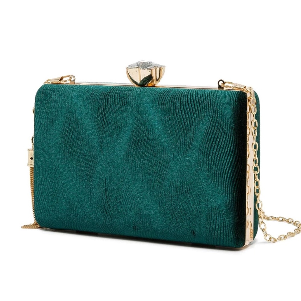 Luxe Rhinestone Kiss Lock Closure Glitter Occasion Mini Bag - Picture 3 of 8